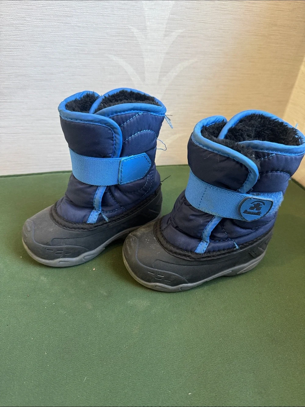 Kids Waterproof Snow Boots in Navy with Light Blue Trim
